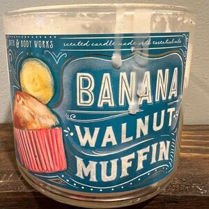 Bath and Body Works 3-Wick Candle 14.5 oz Banana Walnut Muffin used